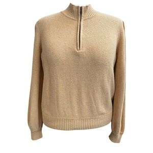 UNIVERSAL THREAD Women plus size XXL Camel/Tan puff shoulder Half-Zip Sweater